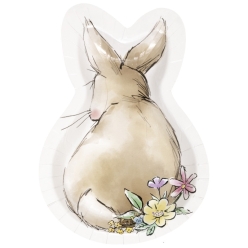 Watercolour Easter Bunny Shaped Plates - 8 PK
